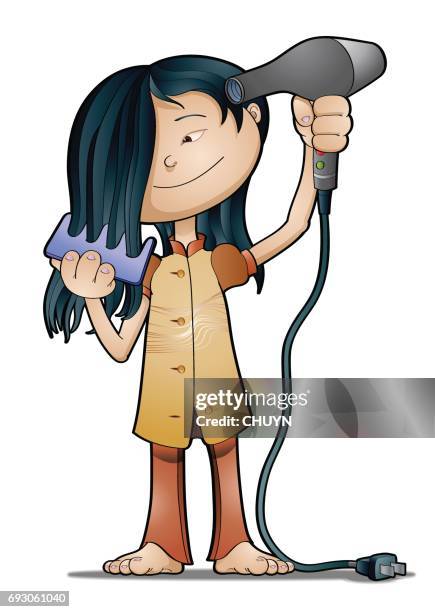 combing - blow drying stock illustrations