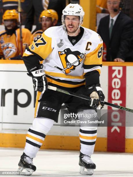 Sidney Crosby of the Pittsburgh Penguins plays against the Nashville Predators during the third period of Game Four of the 2017 NHL Stanley Cup Final...