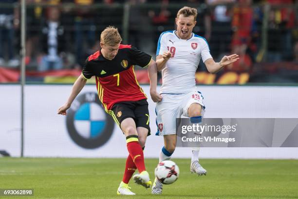 Kevin de Bruyne of Belgium, Ladislav Krejci of Czech Republicduring the friendly match between Belgium and Czech Republic on June 05, 2017 at the...