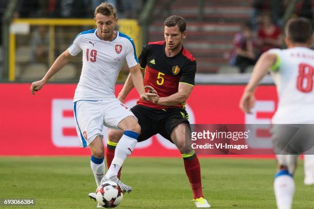 Ladislav Krejci of Czech Republic, Jan Vertonghen of Belgiumduring the friendly match between Belgium and Czech Republic on June 05, 2017 at the...