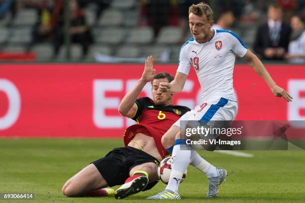 .Jan Vertonghen of Belgium, Ladislav Krejci of Czech Republicduring the friendly match between Belgium and Czech Republic on June 05, 2017 at the...