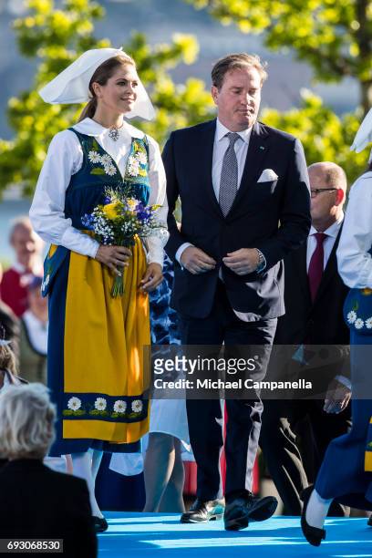 Princess Madeleine of Sweden and husband Chris O'Neil during the national day celebrations at Skansen on June 6, 2017 in Stockholm, Sweden.