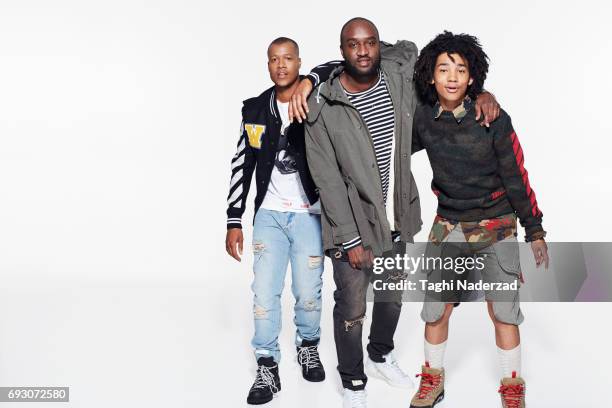 Models Heron Preston, Luka Sabbat and Off-White designer Virgil Abloh are photographed for GQ Magazine on June 10, 2015 in New York City. PUBLISHED...