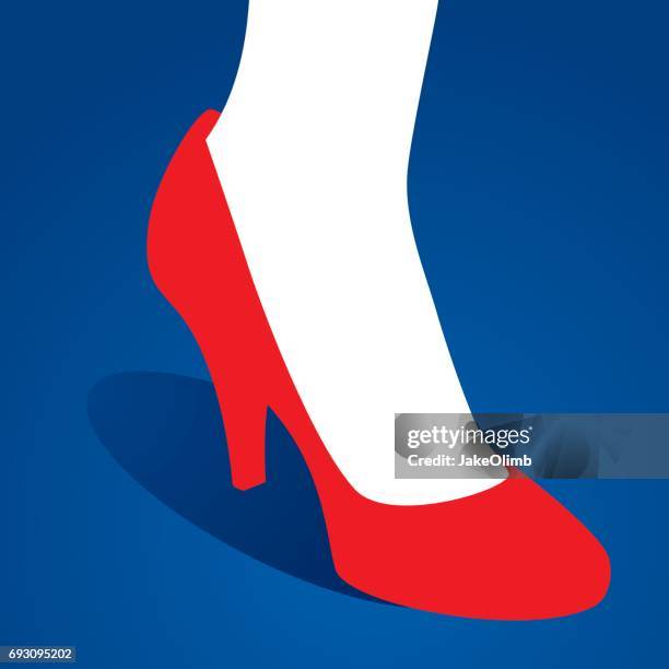 ilustraciones, imágenes clip art, dibujos animados e iconos de stock de pies en tacones icono - zapatos rojos