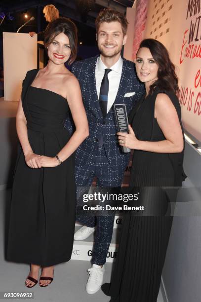 Samantha Chapman and Nicola Haste of Pixiwoo, winners of the Youtubers award, pose with their brother Jim Chapman at the Glamour Women of The Year...