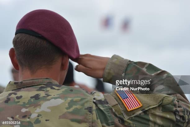 Member of the US Army during the International Commemorative Ceremony of the Allied Landing in Normandy in the presence of the US Army veterans and...