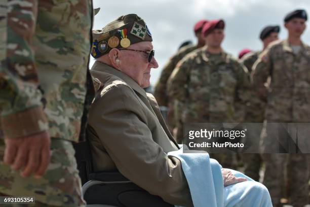 One of the few Normandy 1944 Veterans still alive arrives for the International Commemorative Ceremony of the Allied Landing in Normandy in the...