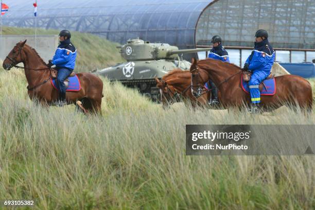 Very high security mesures were taken for the International Commemorative Ceremony of the Allied Landing in Normandy in the presence of the US Army...