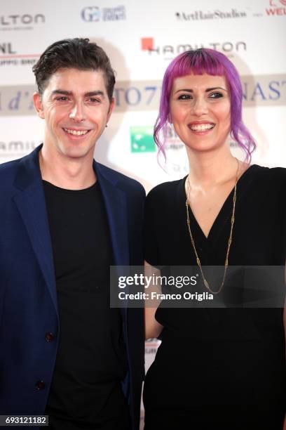 Michele Riondino and Eva Nestori attend the nominees presentation of Nastri D'Argento at Maxxi Museum on June 6, 2017 in Rome, Italy.