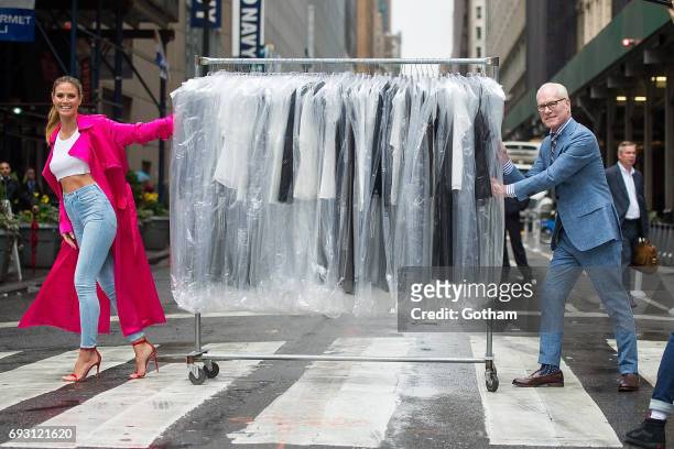 Model Heidi Klum and Tim Gunn are seen in Midtown during a taping of "Project Runway" on June 6, 2017 in New York City.