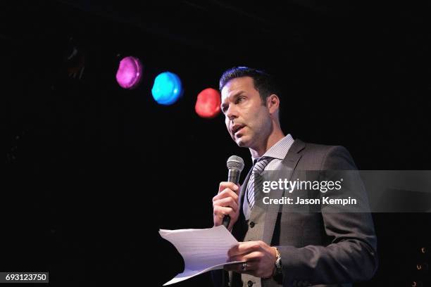 Of Original Programming at TBS Brett Weitz speaks onstage during the "Search Party" FYC event at The McKittrick Hotel on June 6, 2017 in New York...