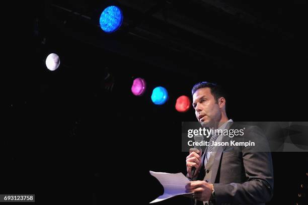 Of Original Programming at TBS Brett Weitz speaks onstage during the "Search Party" FYC event at The McKittrick Hotel on June 6, 2017 in New York...