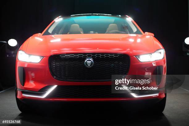 General view during the Jaguar Land Rover presentation of the 'I-PACE' car concept at Jaguar Land Rover brand boutique on June 6, 2017 in Munich,...