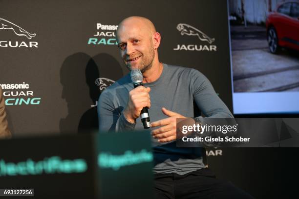 Juergen Vogel during the Jaguar Land Rover presentation of the 'I-PACE' car concept at Jaguar Land Rover brand boutique on June 6, 2017 in Munich,...