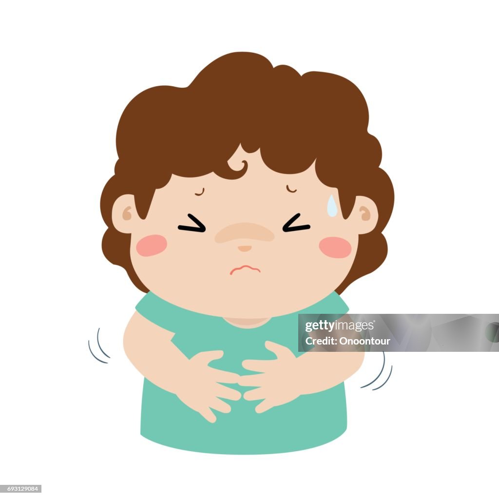 Niño Con Vector De Dibujos Animados De Dolor De Estómago Ilustración de  stock - Getty Images