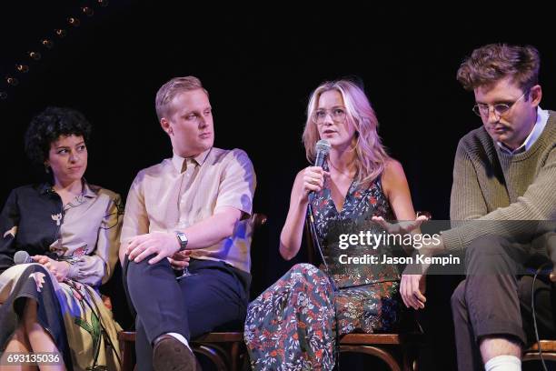 Alia Shawkat, John Early, Meredith Hagner, and John Reynolds speak onstage during the "Search Party" FYC event at The McKittrick Hotel on June 6,...