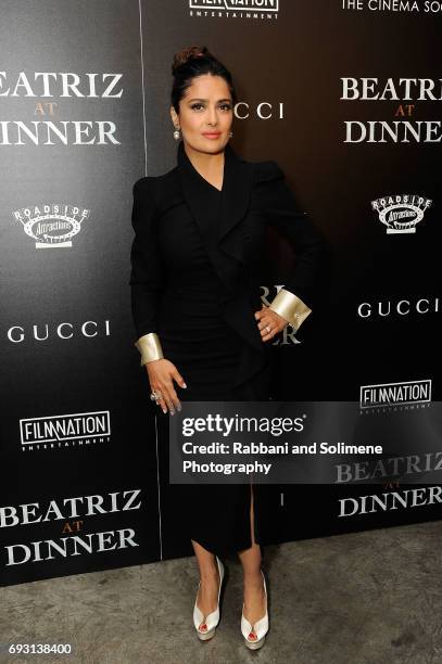 Salma Hayek attends Gucci & The Cinema Society Host A Screening Of Roadside Attractions' "Beatriz At Dinner" - Arrivals at Metrograph on June 6, 2017...
