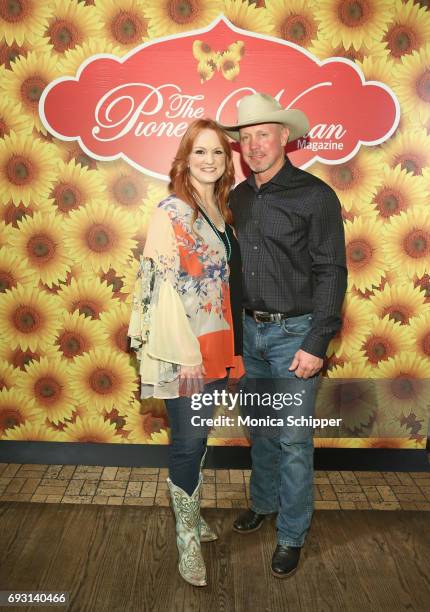 Ree Drummond and Ladd Drummond pose for a photo during The Pioneer Woman Magazine Celebration with Ree Drummond at The Mason Jar on June 6, 2017 in...