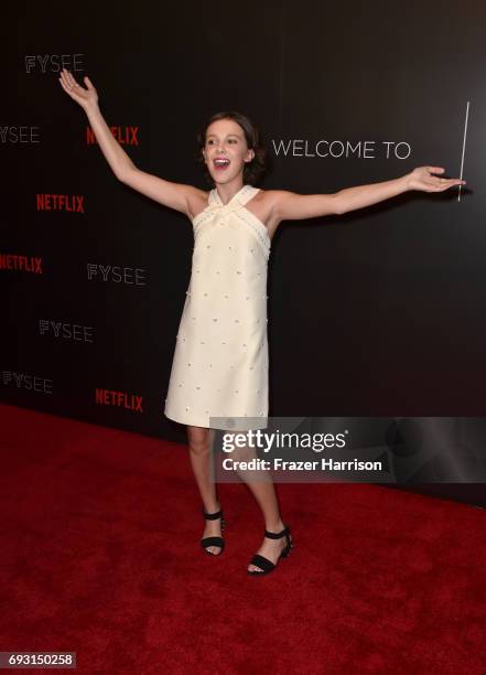 Millie Bobby Brown attends Netflix's "Stranger Things" For Your Consideration event at Netflix FYSee Space on June 6, 2017 in Beverly Hills,...