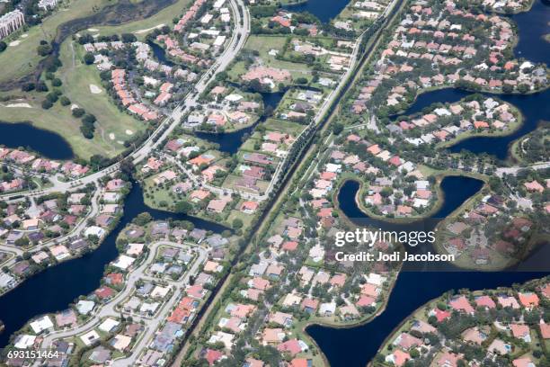 aerial view of residential communities in ft. lauderdale, fl - retirement community building stock pictures, royalty-free photos & images