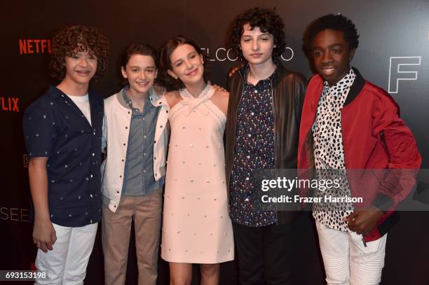 Gaten Matarazzo, Noah Schnapp, Millie Bobby Brown, Finn Wolfhard, and Caleb McLaughlin attend Netflix's "Stranger Things" For Your Consideration...