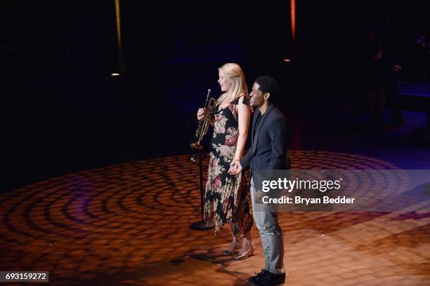 Bria Skonberg and Jared Grimes perform onstage at Lincoln Center Hall Of Fame Gala at the Alice Tully Hall on June 6, 2017 in New York City.