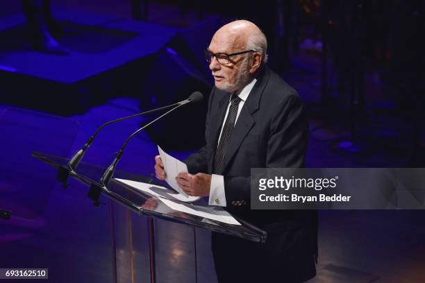 Hal Prince speaks onstage at Lincoln Center Hall Of Fame Gala at the Alice Tully Hall on June 6, 2017 in New York City.