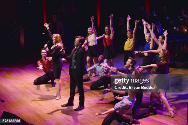 Emily Skinner , Gavin Creel and dancers perform onstage at the Lincoln Center Hall Of Fame Gala at the Alice Tully Hall on June 6, 2017 in New York...