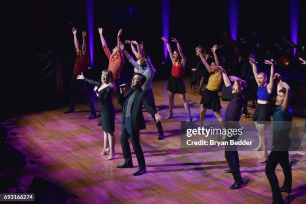 Emily Skinner , Gavin Creel and dancers perform onstage at the Lincoln Center Hall Of Fame Gala at the Alice Tully Hall on June 6, 2017 in New York...