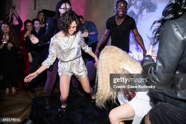 Actress Tatiana Maslany dances at BBC AMERICA's "Orphan Black" Premiere Party at Vandal on June 6, 2017 in New York City.