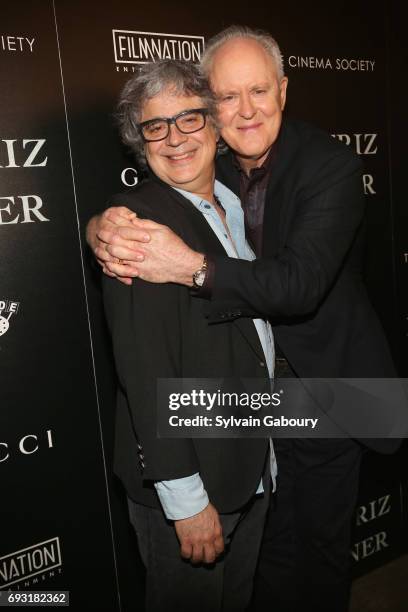 Miguel Arteta and John Lithgow attend Gucci & The Cinema Society host a screening of Roadside Attractions' "Beatriz at Dinner" on June 6, 2017 in New...