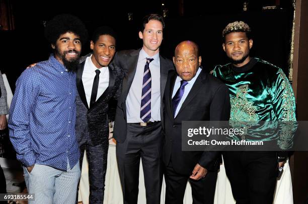 Photographer Devin Allen, musician Jon Batiste, Executive Director of the Gordon Parks Foundation Peter Kunhardt, Jr., Congressman John Lewis, and...