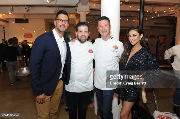 Belgian Chef Bart Vandaele , Shay Mitchel , and Harry Lewis, Vice President, Stella Artois , "Host One to Remember" this summer at the Stella Artois...