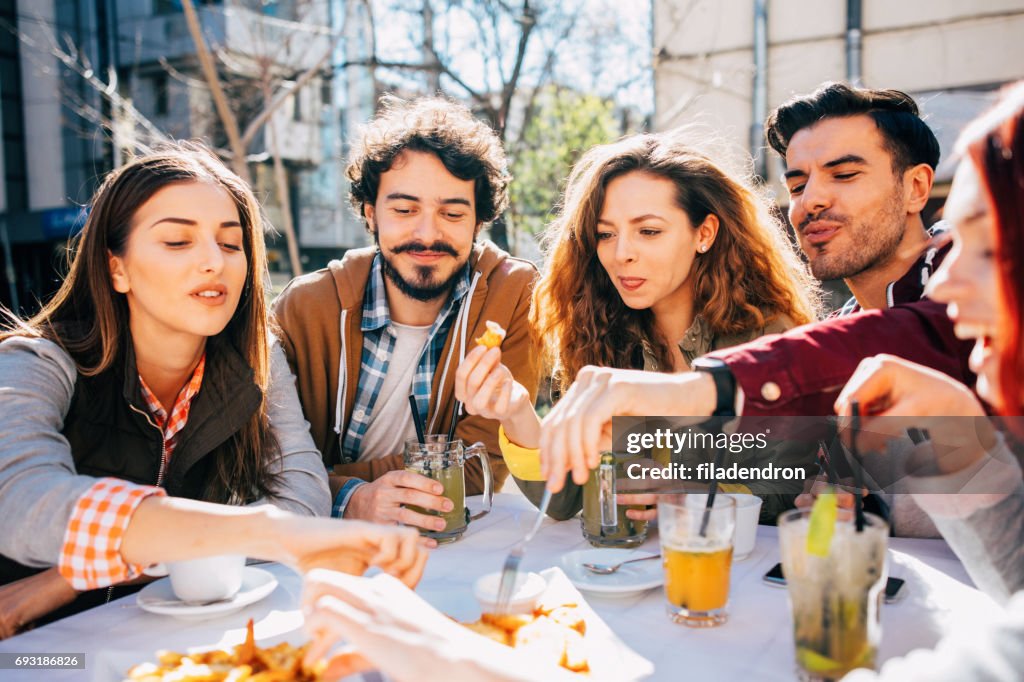 Friends at a restaurant