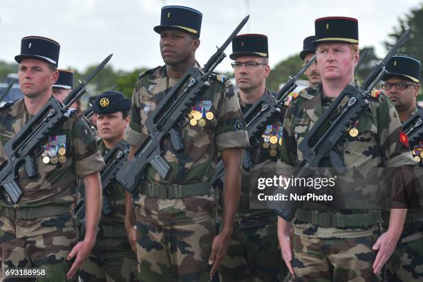 Members of the French Army, during the International Commemorative Ceremony of the Allied Forces Landing in Normandy in the presence of the US Army...