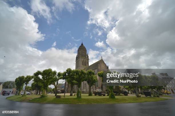 General view of the church of Notre-Dame in Sainte-Marie-du-Mont de l'Assomption and surroundings. Tuesday 6th June is the 73rd anniversary of the...