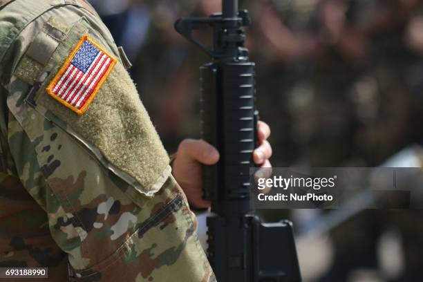 Member of the US Army during the International Commemorative Ceremony of the Allied Forces Landing in Normandy in the presence of the US Army...