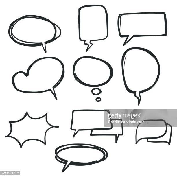 hand drawn sprechblasen - sprechblase für internetchat stock-grafiken, -clipart, -cartoons und -symbole