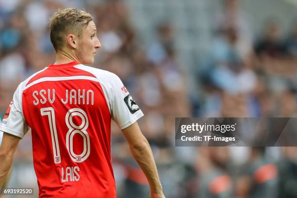 Marc Lais of Jahn Regensburg looks on during the Second Bundesliga Playoff second leg match between TSV 1860 Muenchen and Jahn Regensburg at Allianz...