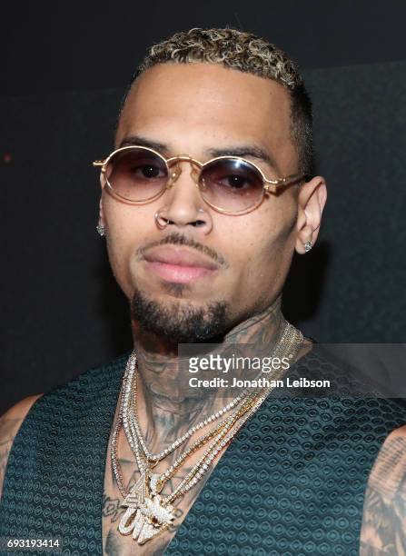 Singer Chris Brown attends the Premiere of Riveting Entertainment's "Chris Brown: Welcome To My Life" at L.A. LIVE on June 6, 2017 in Los Angeles,...