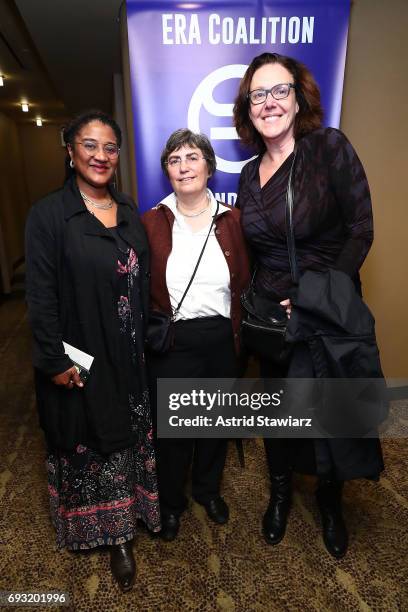 Playwright Lynn Nottage, president of the ERA Coalition Jessica Neuwirth and Joan Walsh attend 'ERA Coalition's A Night At The Theatre for Women's...
