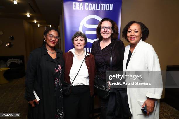 Playwright Lynn Nottage, president of the ERA Coalition Jessica Neuwirth, Joan Walsh and journalist Carol Jenkins attend 'ERA Coalition's A Night At...