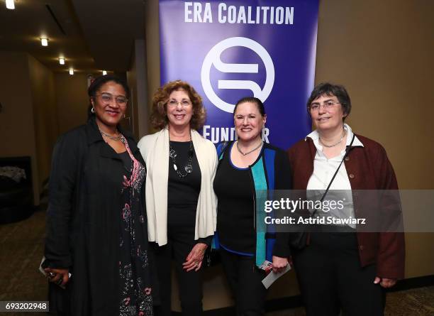 Playwright Lynn Nottage, Marla Schaefer, Marcy Syms and president of the ERA Coalition Jessica Neuwirth attend 'ERA Coalition's A Night At The...