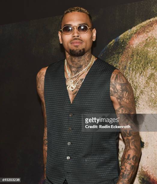 Singer-songwriter Chris Brown attends the premiere of "Chris Brown: Welcome to My Life" at Regal LA Live Stadium 14 on June 6, 2017 in Los Angeles,...