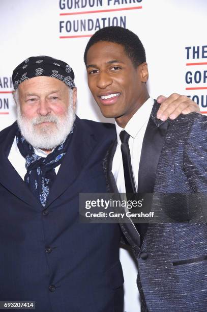 Photographer Bruce Weber and event honoree, musician and band leader Jon Batiste attend the 2017 Gordon Parks Foundation Awards gala at Cipriani 42nd...