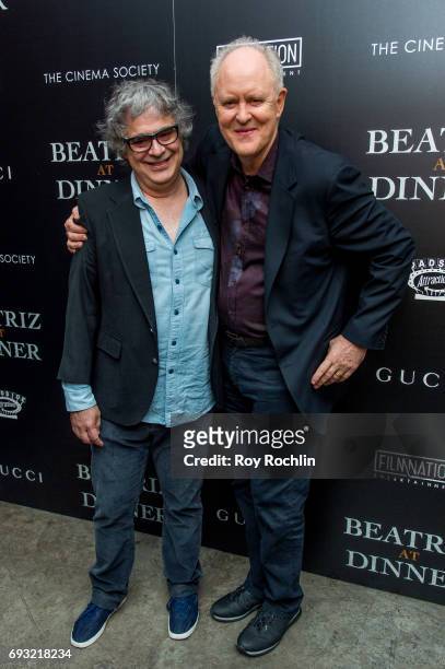 Miguel Arteta and John Lithgow attend the Gucci & The Cinema Society host a screening of roadside attractions "Beatriz At Dinner" at Metrograph on...
