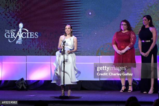 Actor Laura Main accepts an award onstage during the 42nd Annual Gracie Awards, hosted by The Alliance for Women in Media at the Beverly Wilshire...