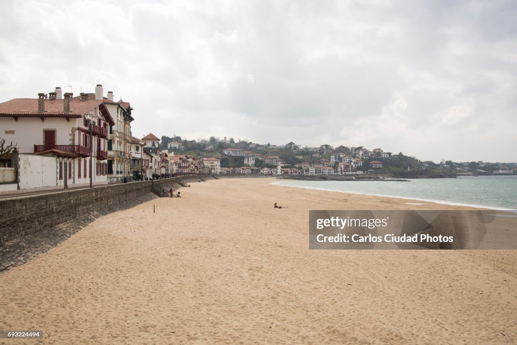Beach of Saint Jean de Luz in a cloudy day
