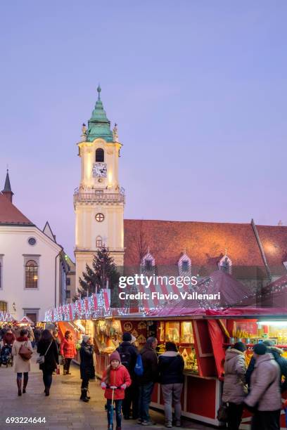 bratislava at christmas, the hlavné námestie (main square)-slovakia - czechoslovakia stock pictures, royalty-free photos & images