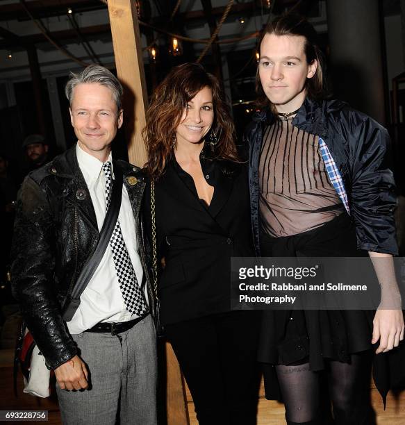John Cameron Michell, Gina Gershon, and guest attends the Gucci & The Cinema Society Host A Screening Of Roadside Attractions' "Beatriz At Dinner" -...